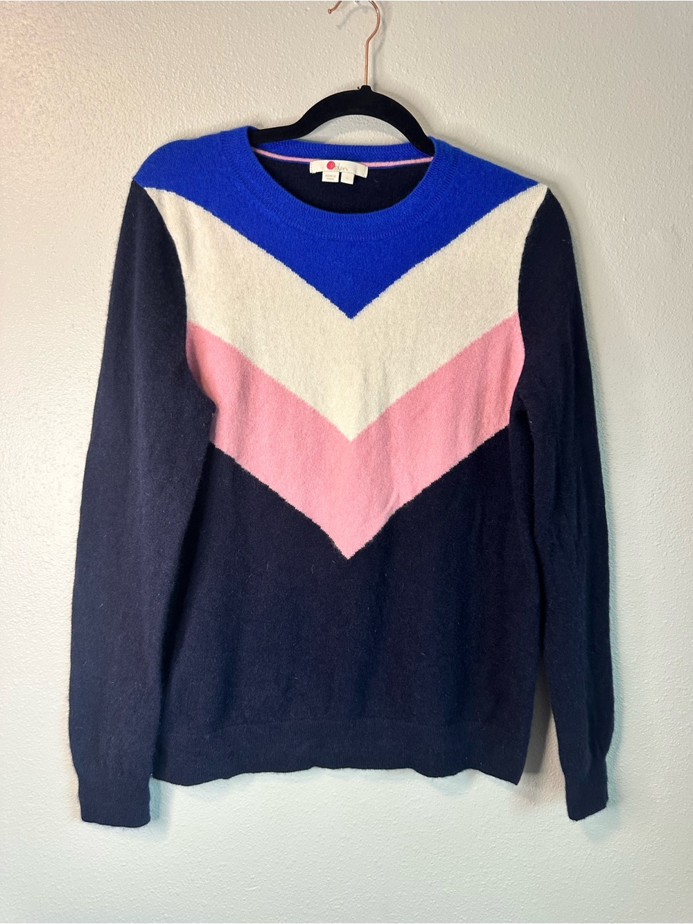 Boden Cashmere Sweater Chevron Crew Neck